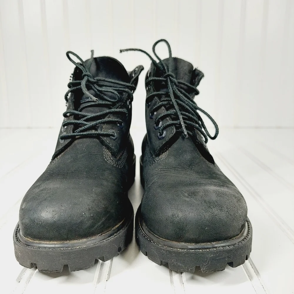 Timberland Leather 6-Inch Premium Waterproof Black Little Kids Boots 12707 B382